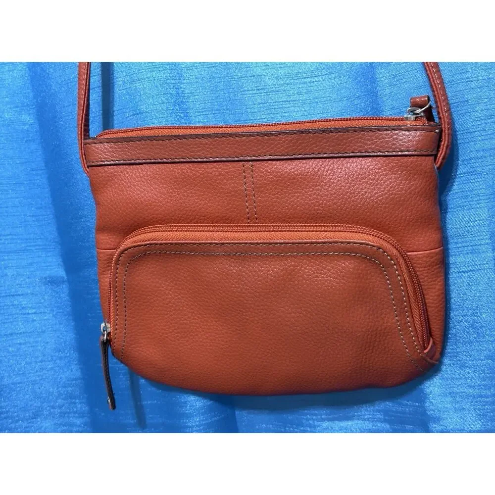 Tignanello Women's Small Pebble Leather Shoulder Crossbody Bag Orange